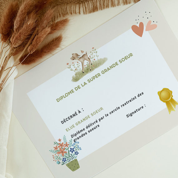 Boite à grande soeur / Grand frère Woodland - Faon