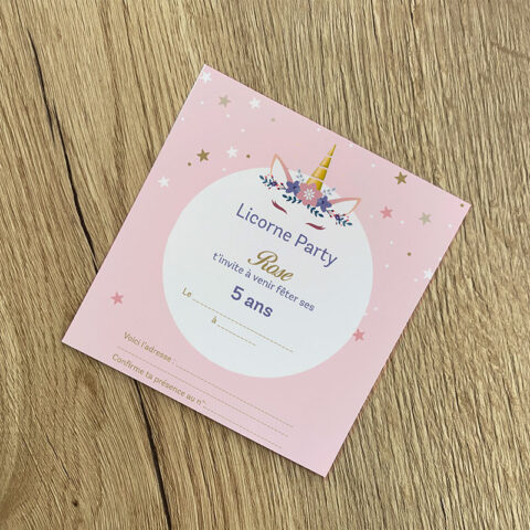 Invitation anniversaire Licorne