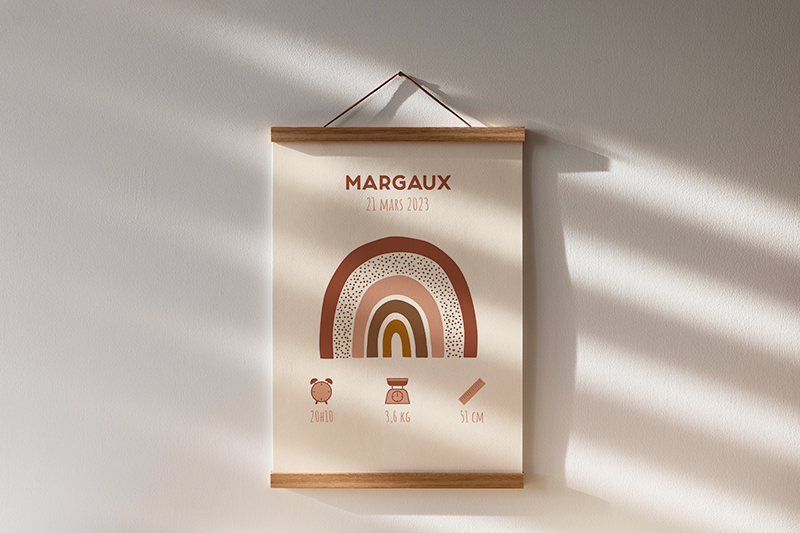 Affiche de naissance Arc-en-ciel