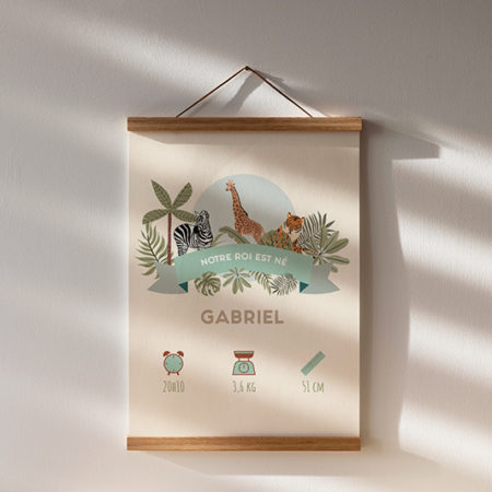 Affiche naissance jungle savane