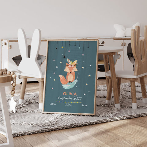 Affiche de naissance renard