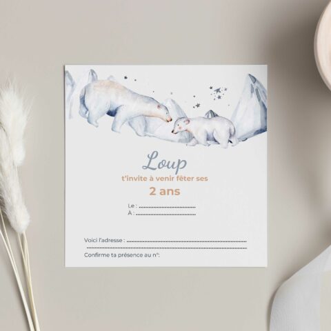 Invitation anniversaire Ours Polaire