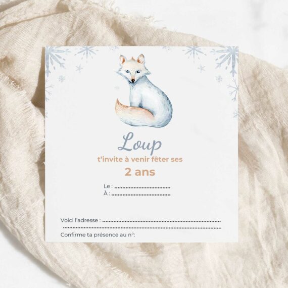 Invitation anniversaire Renard Polaire