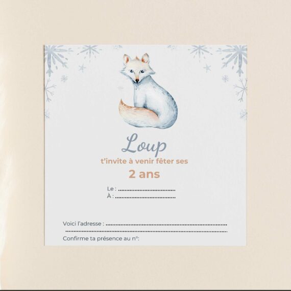 Invitation anniversaire Renard Polaire