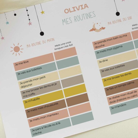 Tableau de routines Fox (Version claire)