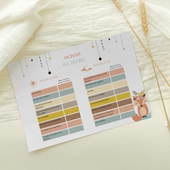 Tableau de routines Fox (Version claire)