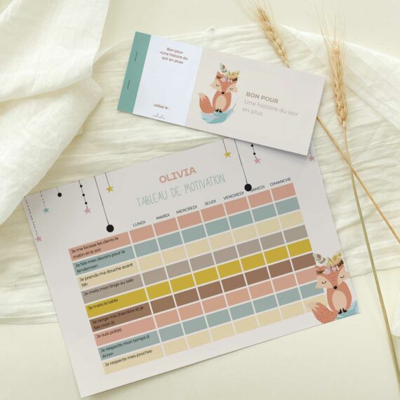 Tableau de motivation Fox (Version claire)