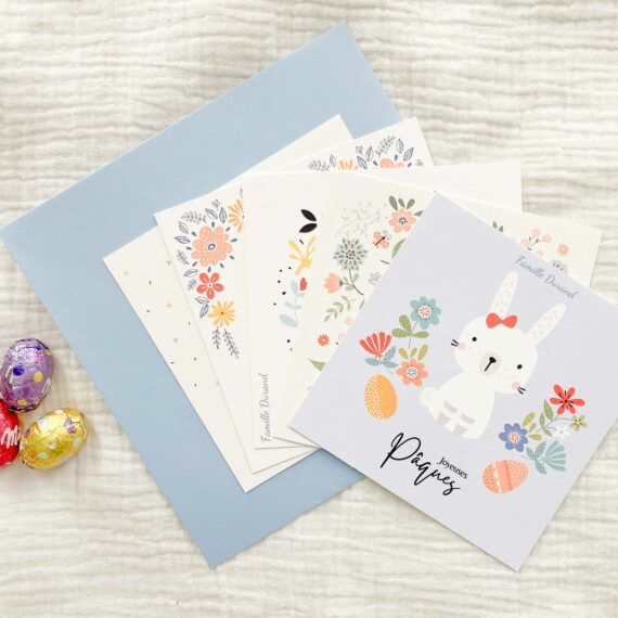 Lot de 5 Cartes de Vœux de Pâques Bunny