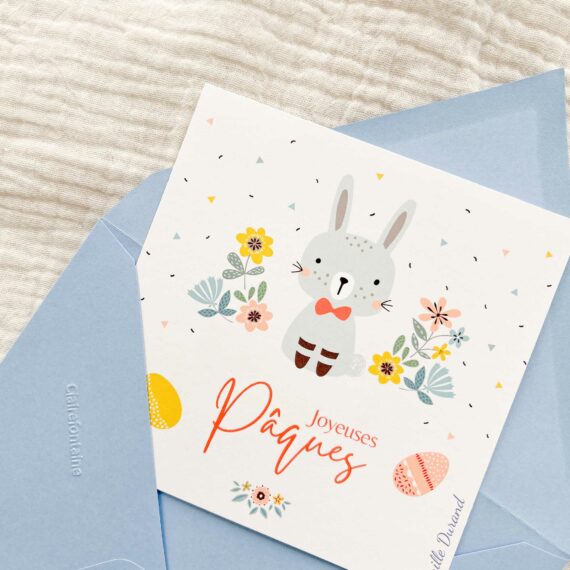 Lot de 5 Cartes de Vœux de Pâques Bunny