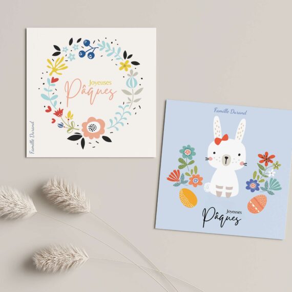 Lot de 5 Cartes de Vœux de Pâques Bunny