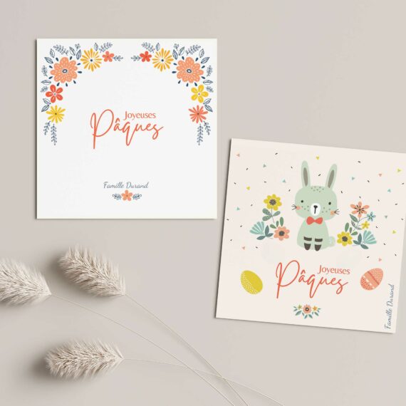 Lot de 5 Cartes de Vœux de Pâques Bunny