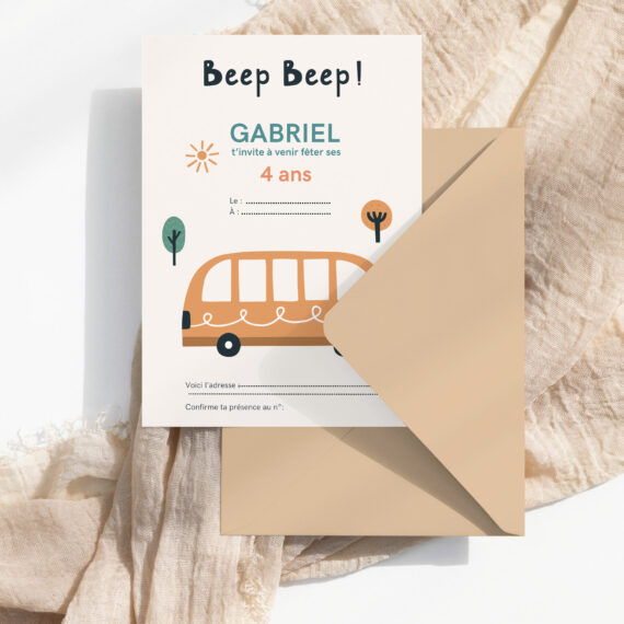 Invitation anniversaire Minibus