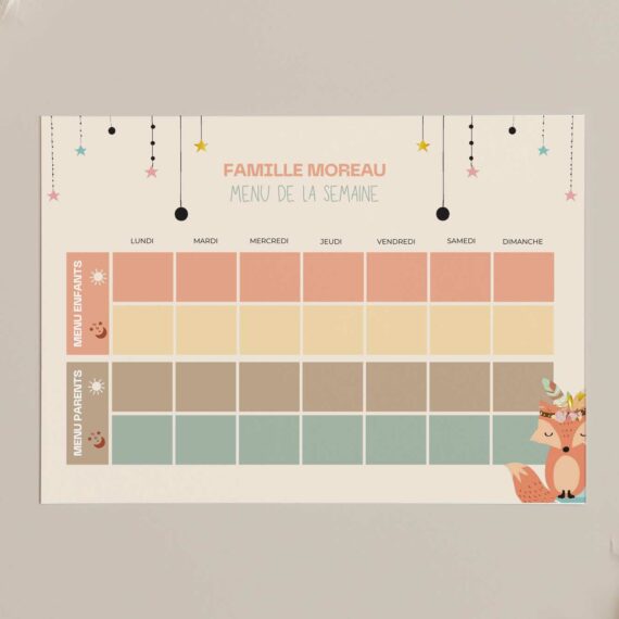 Menu de la semaine en Famille - Fox
