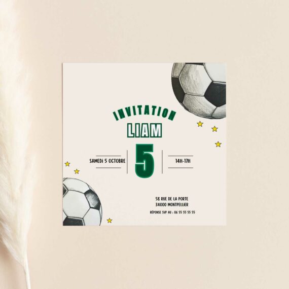 Invitation anniversaire Football - étoiles