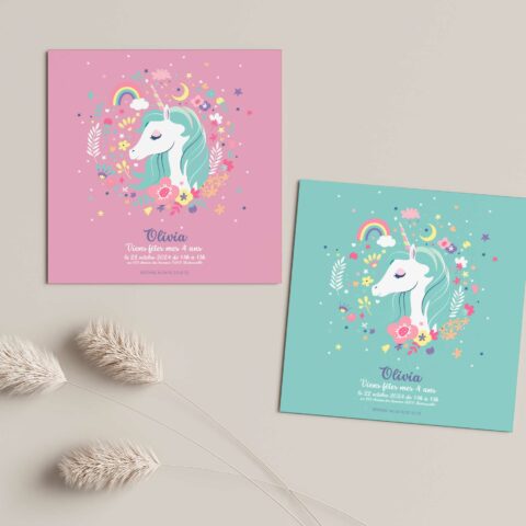 Invitation Anniversaire Licorne – Rêves Magiques