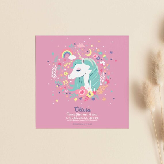 Invitation Anniversaire Licorne – Rêves Magiques